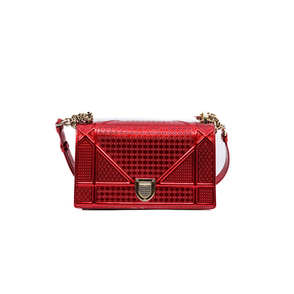 Micro Cannage Small Diorama Red Metallic Patent Bag 2011 L UXE LINK