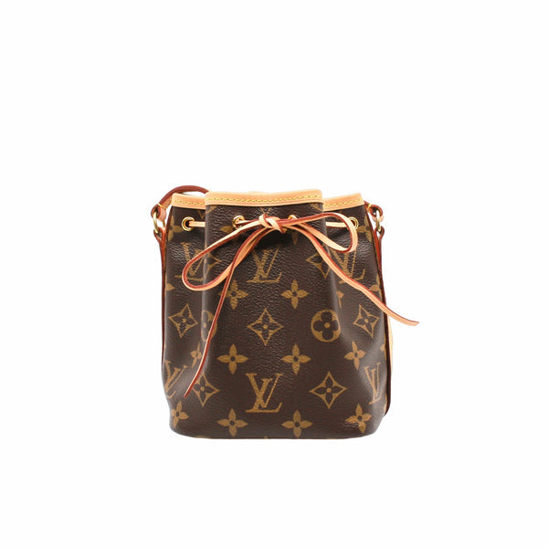 LOUIS VUITTON Mini Noe Drawstring Hand Bag Monogram Leather Brown