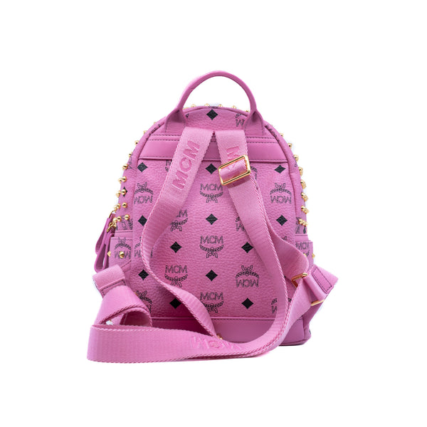 Pink mcm cheap mini backpack