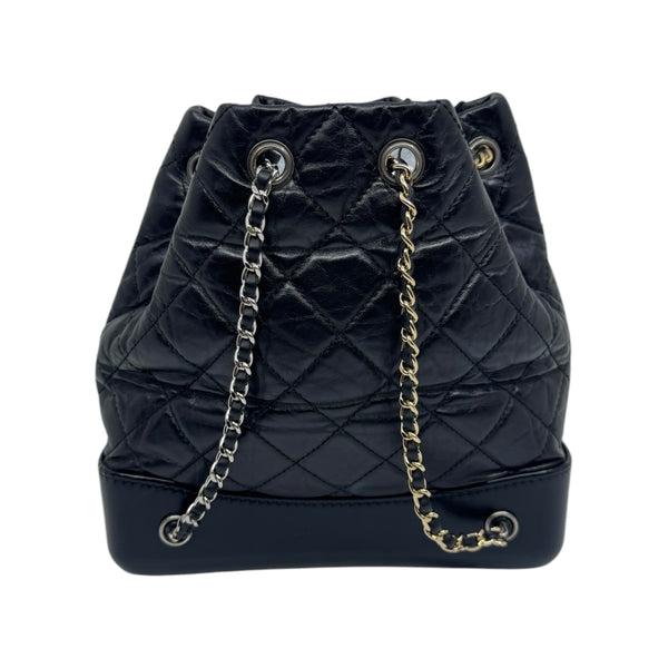 Small Gabrielle Backpack With Chain In Calfskin Black PHW Seri X1P3XXXX