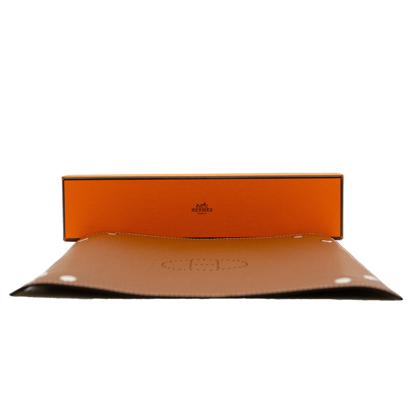 Mises et Relances Desk mail tray in leather tc in gold and brown