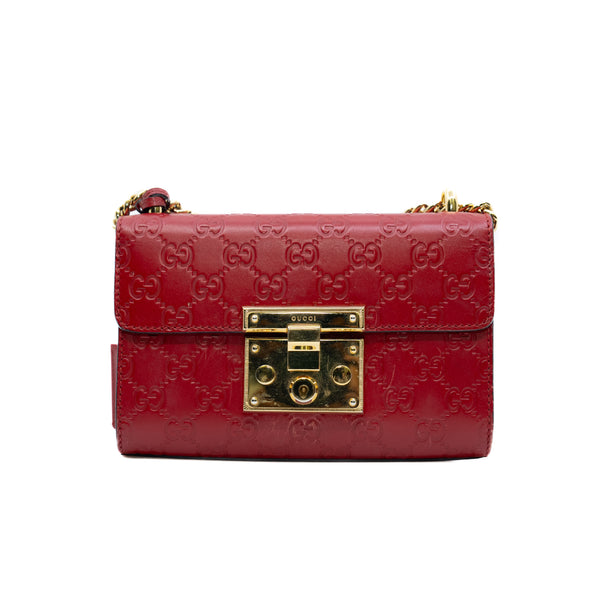 Small GG Padlock Shoulder Bag Red GHW