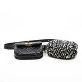 thumbnail CC Black Quilted Lambskin Waist Bag With Black And White And Tweed Coin Purse GHW Seri 28 - L'UXE LINK