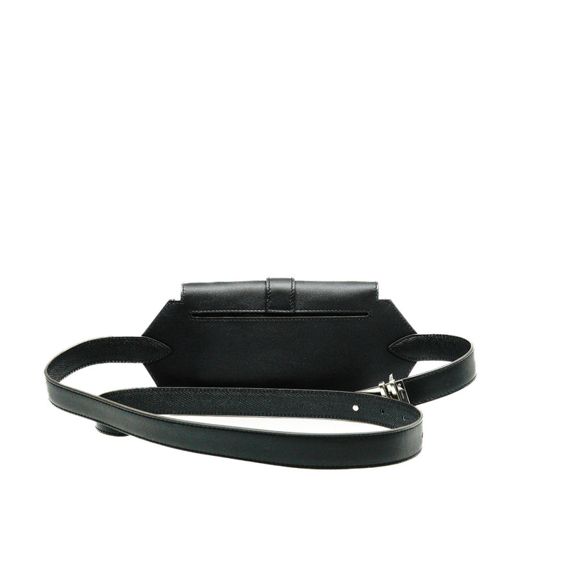 Elan Pocket 24 Black Belt In Swift Leather SHW B Stamp - L'UXE LINK