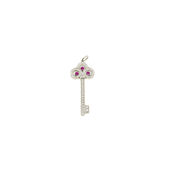 Keys Tiffany Fleur De Lis Key In Platinum And Diamonds Pendant - L'UXE LINK