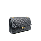 thumbnail 2.55 Reissue 226 Black Aged Calfskin Double Flap Bag GHW Seri 13 - L'UXE LINK