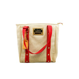 thumbnail Antigua MM Canvas Beige/Red Tote Bag GHW - L'UXE LINK