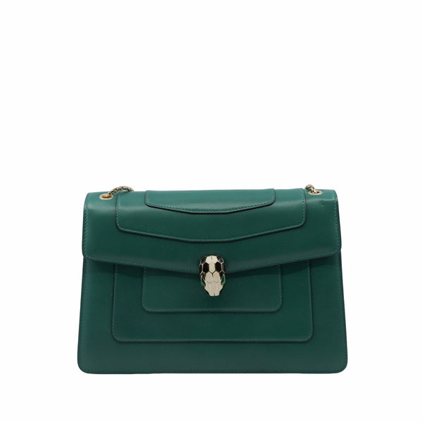 serpentine MM green double flap ghw - L'UXE LINK