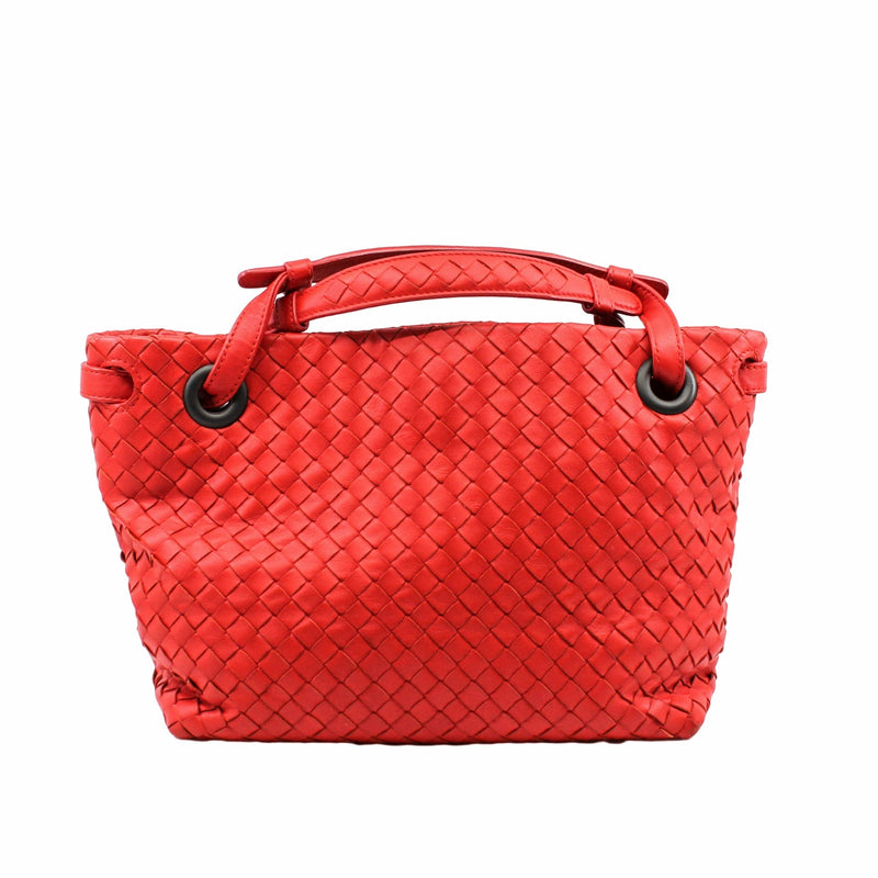 Bella Tote Intrecciato Nappa small Leather orange red  Gun Metal