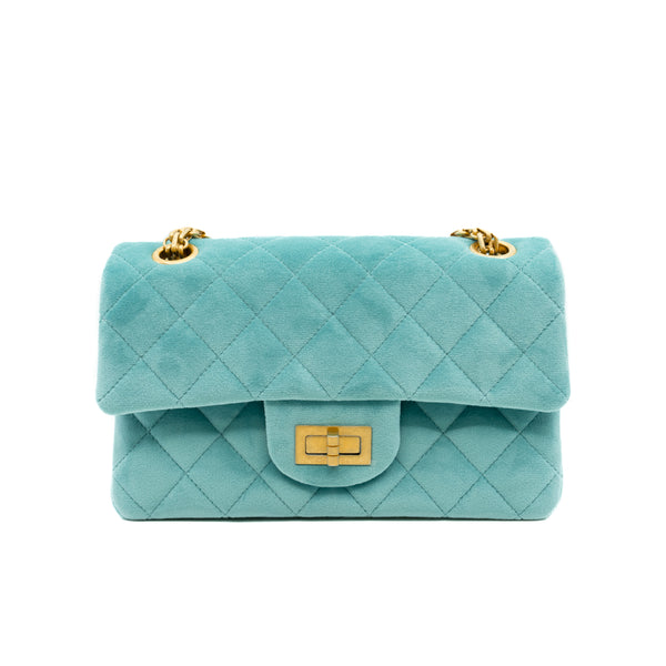 Blue Quilted Velvet Mini 2.55 Reissue 224 Flap Bag GHW Seri 29 - L'UXE LINK