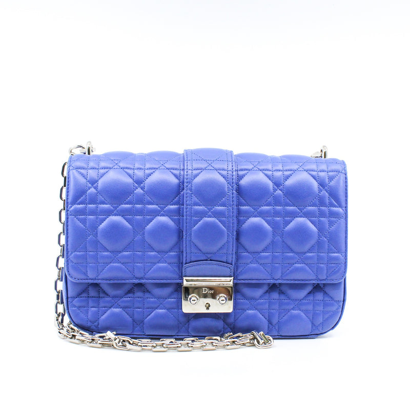 Medium Miss Dior In Purple Blue Lambskin Flap Bag PHW - L'UXE LINK