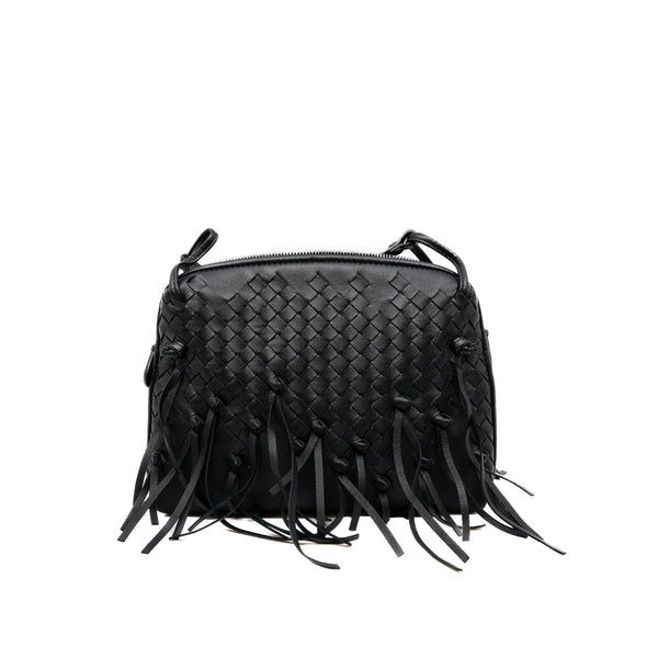 Nodini Fringe Black Leather Crossbody Bag - L'UXE LINK