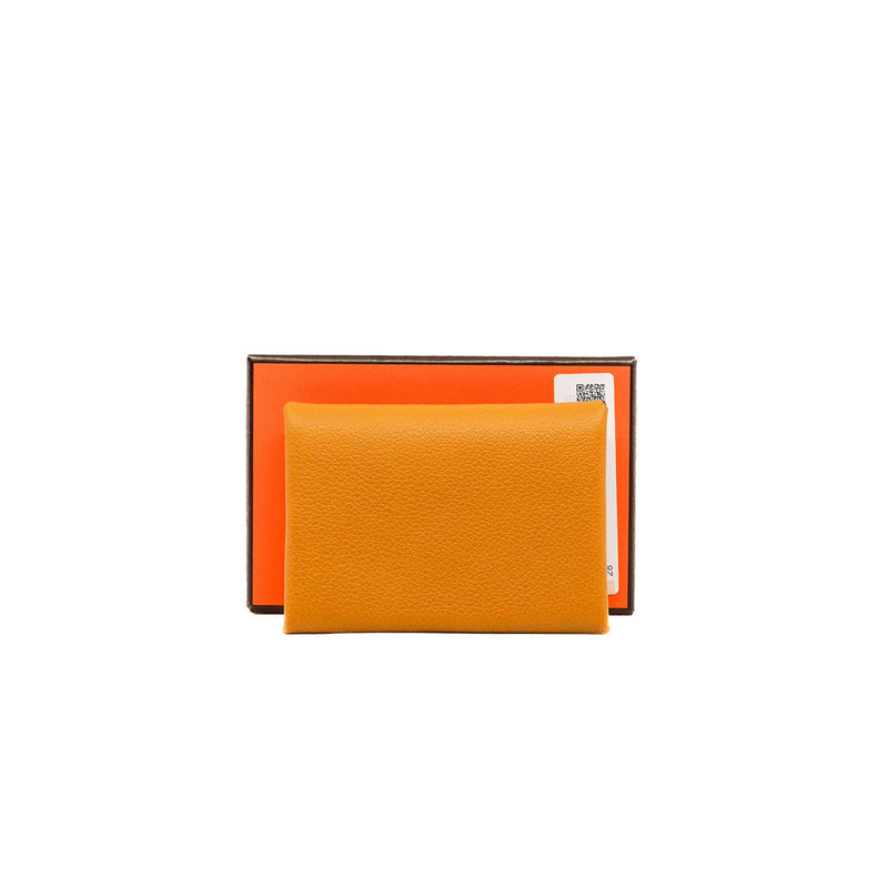 Calvi Duo Compact Card Holder Evercolor Leather In Caramel - L'UXE LINK