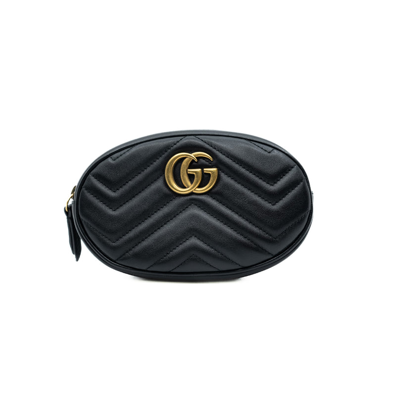 GG marmont belt bag in matelassé chevron leather black ghw 2017