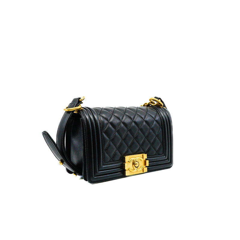 Small Boy Lambskin Black Bag GHW Seri 22 - L'UXE LINK