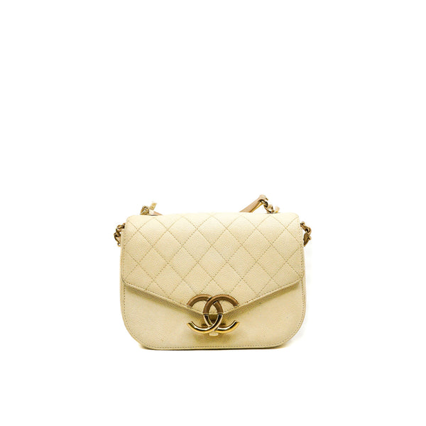 Coco Cuba Top Handle Ivory In Caviar Leather Flap Bag GHW Seri 25 - L'UXE LINK