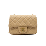 thumbnail Mini Square Cf With Pearl Crush In Lambskin Beige Seri K89CXXXX