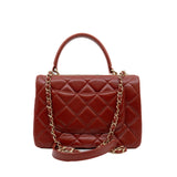 thumbnail trendy CC flap bag with top handle in lambskin orangered ghw seri23