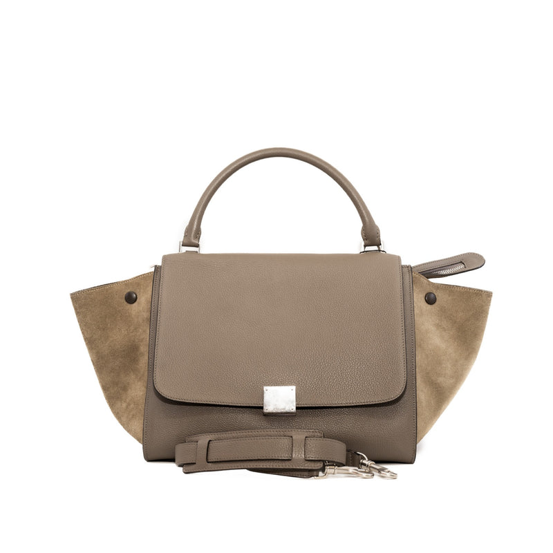 trapeze medium in leather beige/suede phw - L'UXE LINK