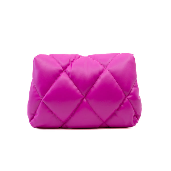 Puffy Touch Pink Quilted Lambskin Leather Clutch Bag PHW