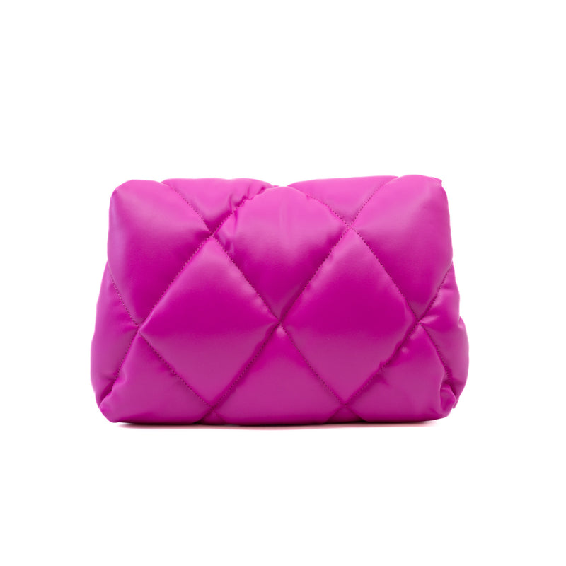 Puffy Touch Pink Quilted Lambskin Leather Clutch Bag PHW - L'UXE LINK