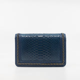 thumbnail Leboy Blue Wallet On Chain In Python Leather GHW Seri 24 - L'UXE LINK