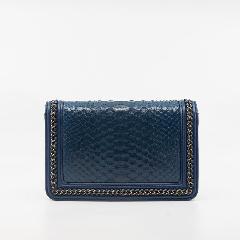 Leboy Blue Wallet On Chain In Python Leather GHW Seri 24 - L'UXE LINK