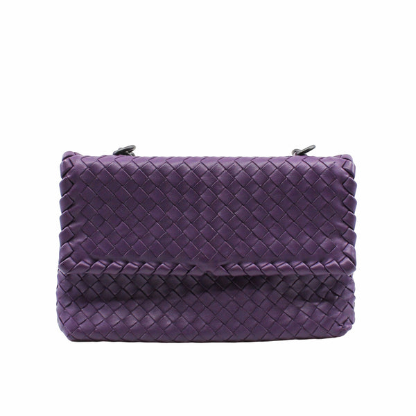 shoulder flap bag leather purple - L'UXE LINK