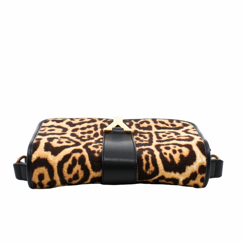 ysl flap bag leopard point  fur with strap