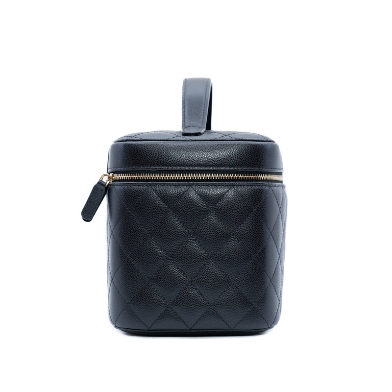 Vanity Case In Black Caviar Leather Quilted Handbag GHW Seri 28