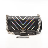 thumbnail Medium Holographic Chevron Lambskin Leboy Bag PHW Seri 24 - L'UXE LINK