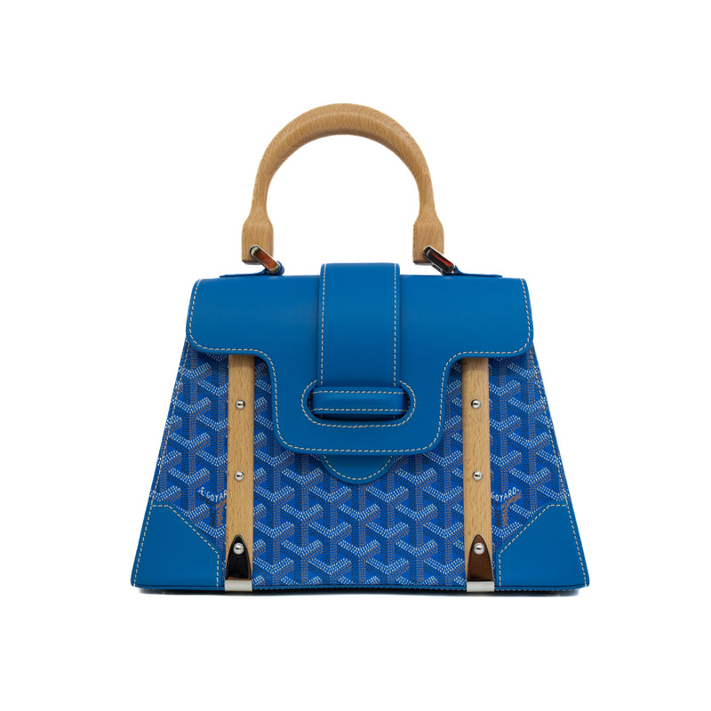 Goyard Goyardine Mini Saigon Structure Top Handle Bag Blue/Brown PHW