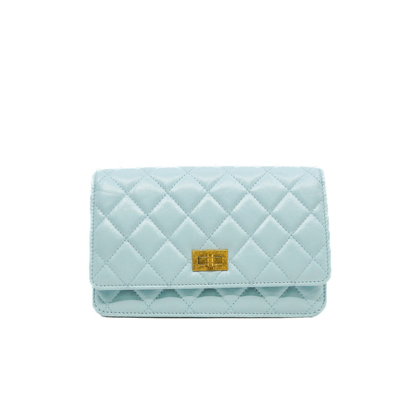 2.55 Reissue Wallet On Chain Aged Calfskin Light Blue Brushed GHW Seri C11TXXXX - L'UXE LINK