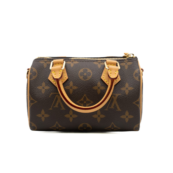 Nano Speedy Handbag In Monogram Canvas GHW With Strap