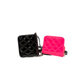 thumbnail Belt In Love Black And Pink In Patent Leather Quilted Double Mini Flap Waist Bag Seri 29