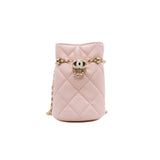 thumbnail Micro CC Drawstring Bucket Bag In Light Pink Calfskin GHW Seri 32 - L'UXE LINK