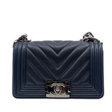 thumbnail Small Leboy In Navy Calfskin Leather Bag PHW Seri 26 - L'UXE LINK