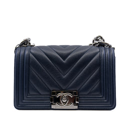 Small Leboy In Navy Calfskin Leather Bag PHW Seri 26 - L'UXE LINK