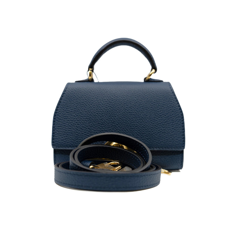 Moynat Réjane Nano Bag Calfskin Navy Ghw with Strap - L'UXE LINK