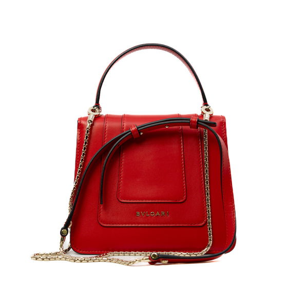 Small Serpenti Forever Top Handle Red Calfskin Handbag GHW - L'UXE LINK