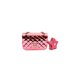 24C Mini Pink Metallic Mirror Leather Mini Flap Bag With Star Coin Purse GHW Seri K94NXXXX