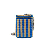 thumbnail Mini Raffia In Blue/Beige Vanity Bag GHW Seri 30