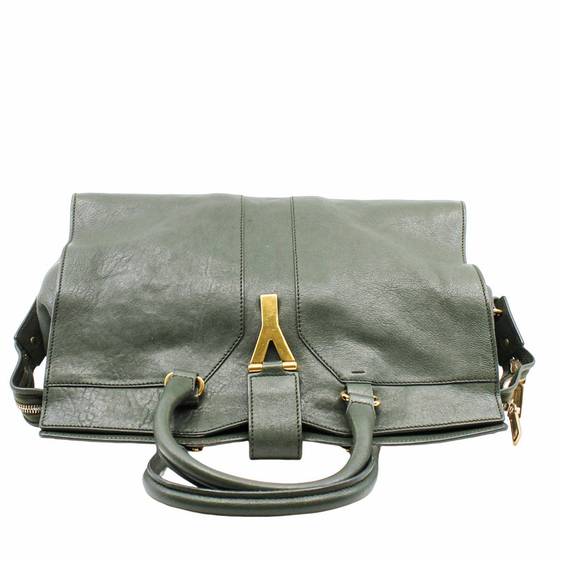 Chyc Cabas Tote  Medium green Leather Aged Gold - L'UXE LINK