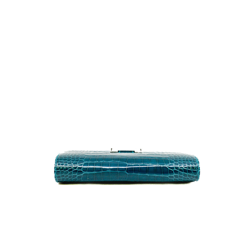 Constance Long Wallet In Green Blue Alligator Leather PHW Y Stamp