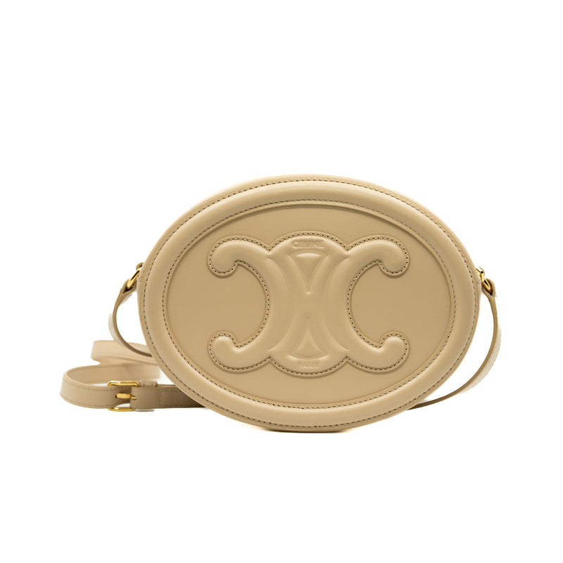 Oval Bag Cuir Triomphe In Smooth Calfskin Nude - L'UXE LINK