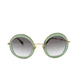 thumbnail Green And Gold SMU 50Q Round Sunglasses - L'UXE LINK