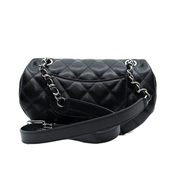 CC Uniform Calfskin Quilted Flap Belt Bag Black PHW Seri 32