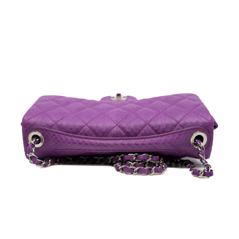 Top Handle Classic Flap In Purple Snake Leather PHW