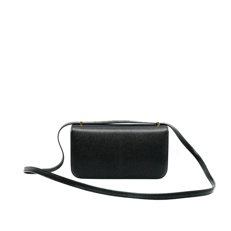 Constance Elan In Black Chèvre Mysore Leather LGHW Stamp W - L'UXE LINK