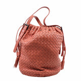 thumbnail Drawstring Tassel Bucket Bag Intrecciato Nappa pink Small - L'UXE LINK